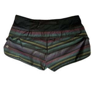 Lululemon Speed Shorts Multi Poncho Stripes Pink Green Black Size 6 SEE PICS
